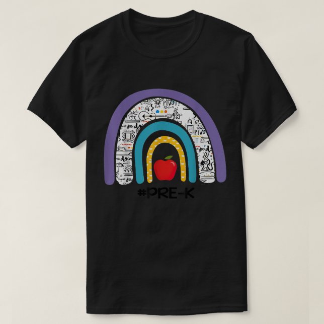 T-shirt PreK Rainbow Apple Back To School Teacher Funny  (Design devant)