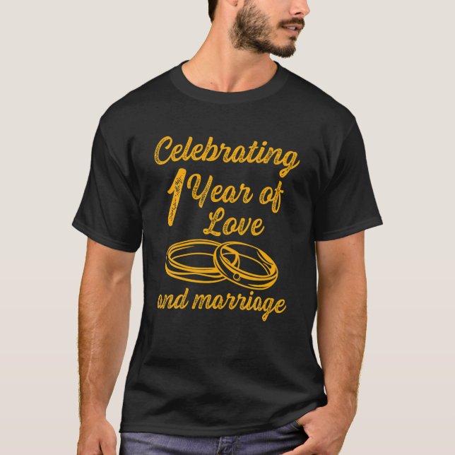 T-shirt Premier 1Er Année Mariage Anniversaire Mari Femme (Devant)