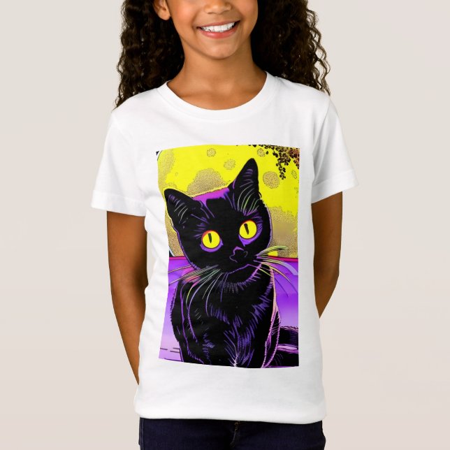 T-Shirt Premier atterrissage de Chat noir sur la surface d (Devant)