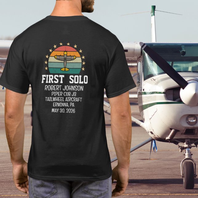 T-shirt Premier avion solo PILOT Rétro Personnalisé (Créateur téléchargé)