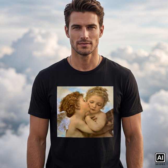 T-shirt Premier Baiser (détail d'ange) de Bouguereau (The First Kiss, angels detail by Bouguereau is a vintage Victorian mythology realism painting.)