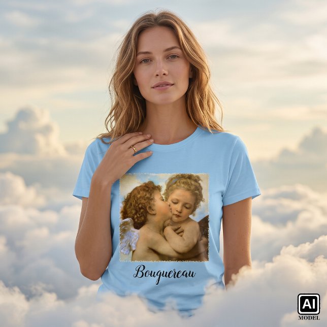 T-shirt Premier Baiser (détail d'ange) de Bouguereau (The First Kiss, angels detail by Bouguereau is a vintage Victorian mythology realism painting.)
