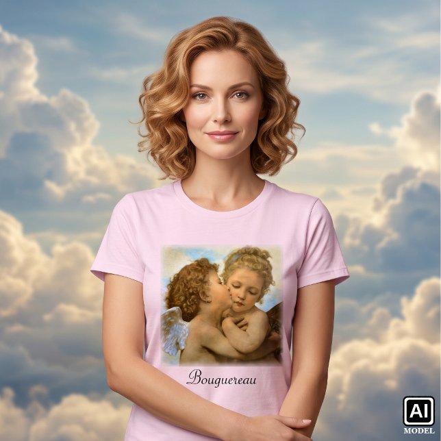 T-shirt Premier Baiser (détail d'ange) par Bouguereau (The First Kiss, angels detail by Bouguereau is a vintage Victorian mythology realism painting.)