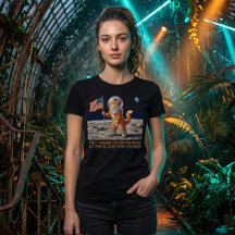 Premier Chat Orange sur la Lune Astronaute Drôle R