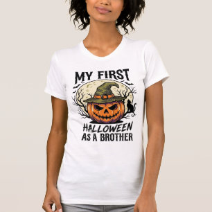 T-shirt Premier frère d'Halloween Vintage Pumpkin Moon Shi