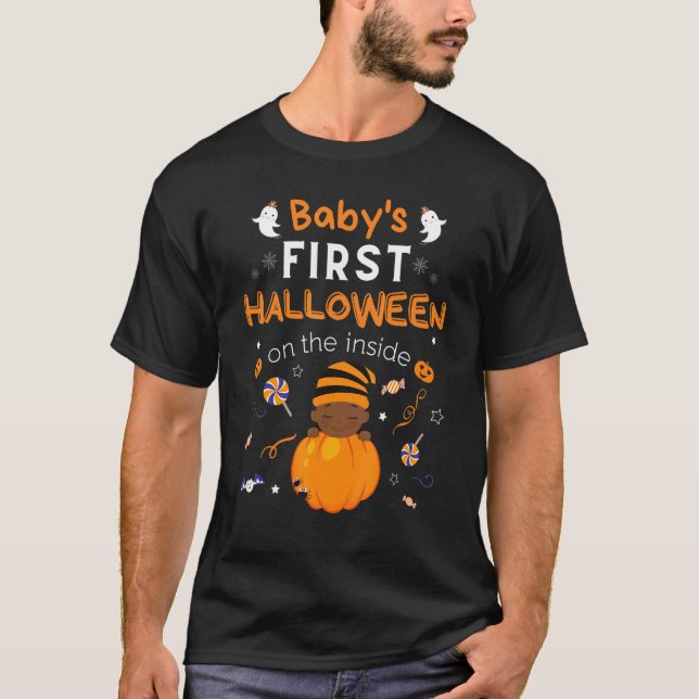 T-shirt Premier Halloween du bébé sur la grossesse interne (Devant)