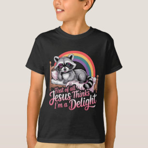 T-shirt Premier Jésus pense qu'un raton laveur drôle est u