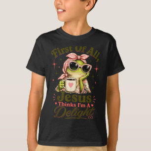 T-shirt Premier Jésus pense qu'une grenouille drôle est un