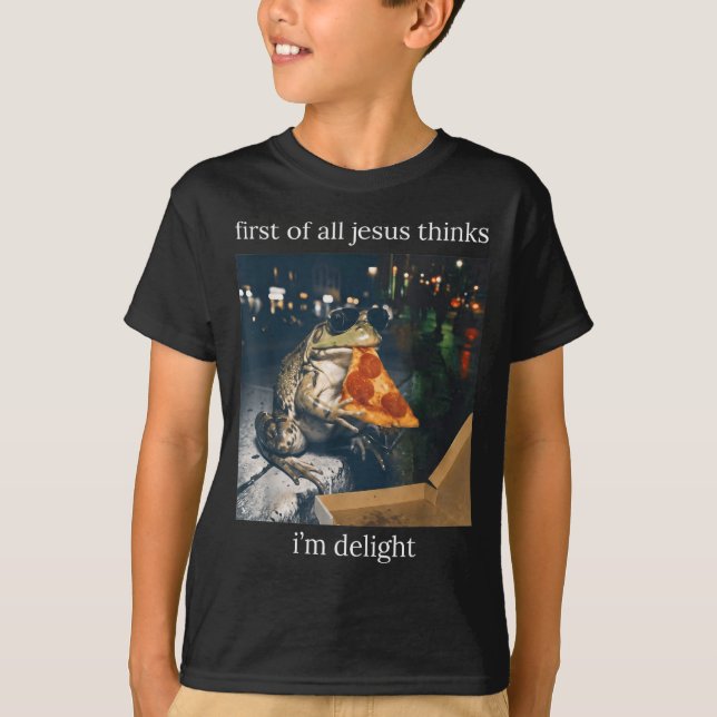 T-shirt Premier Jésus pense qu'une grenouille mangeant une (Devant)