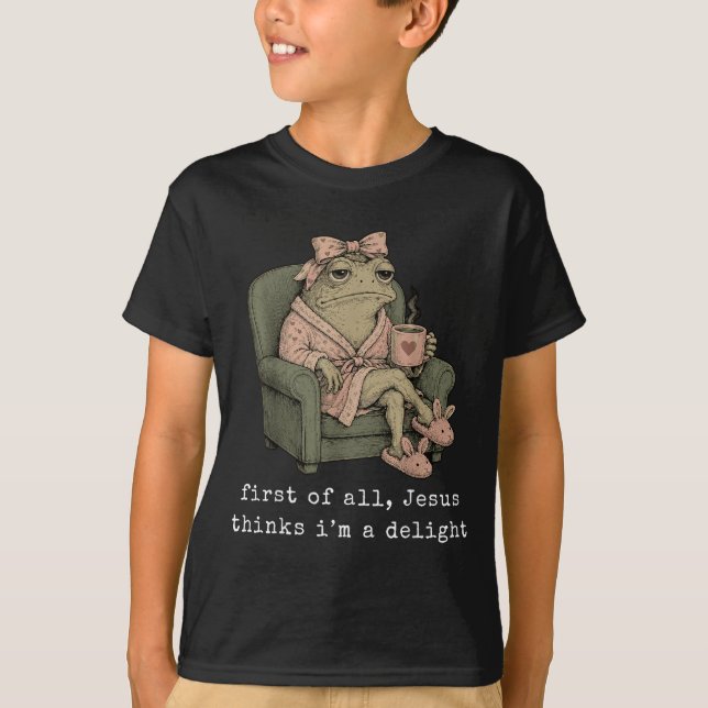 T-shirt Premier Jésus Pense Un Délice Cute Bow Toad Frog (Devant)