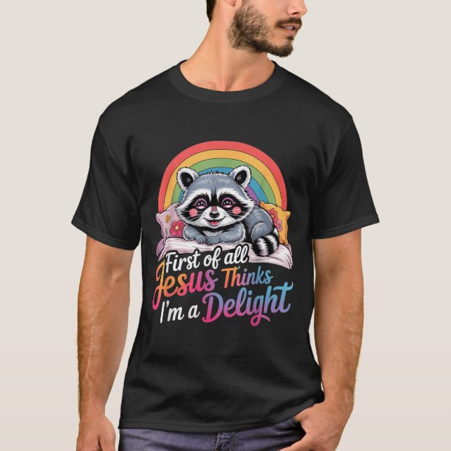 T-shirt Premier Jésus Pense Une Conception De Raton Laveur (Devant)