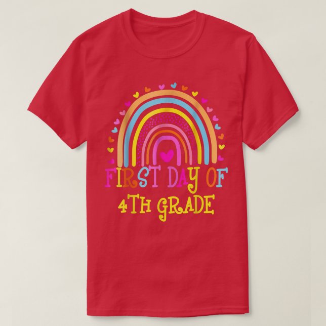 T-shirt Premier jour de 4e année Enseignant Arc-en-ciel Bo (Design devant)