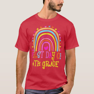 T-shirt Premier jour de 4e année Enseignant Arc-en-ciel Bo