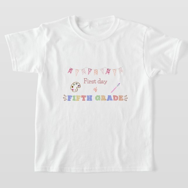 T-shirt Premier jour de 5e année Thème d'art chemise (Poser)