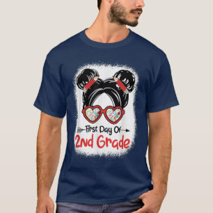 T-shirt Premier Jour De Filles D'École Messy Bun Premier J
