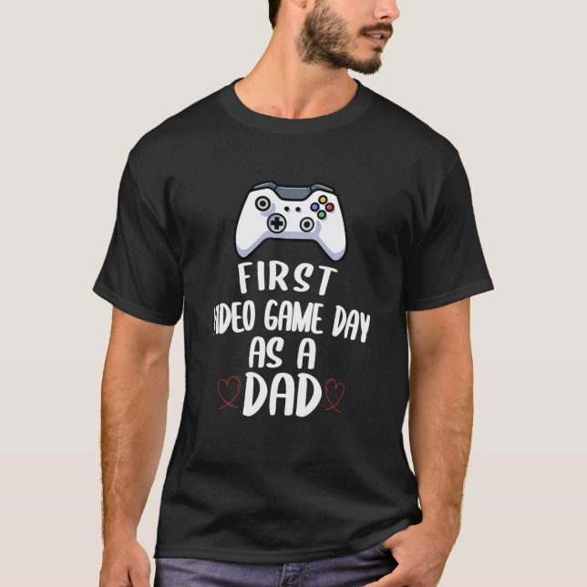 T-shirt Premier Jour De Jeu Vidéo Comme Un Papa Gamer Garç (Devant)