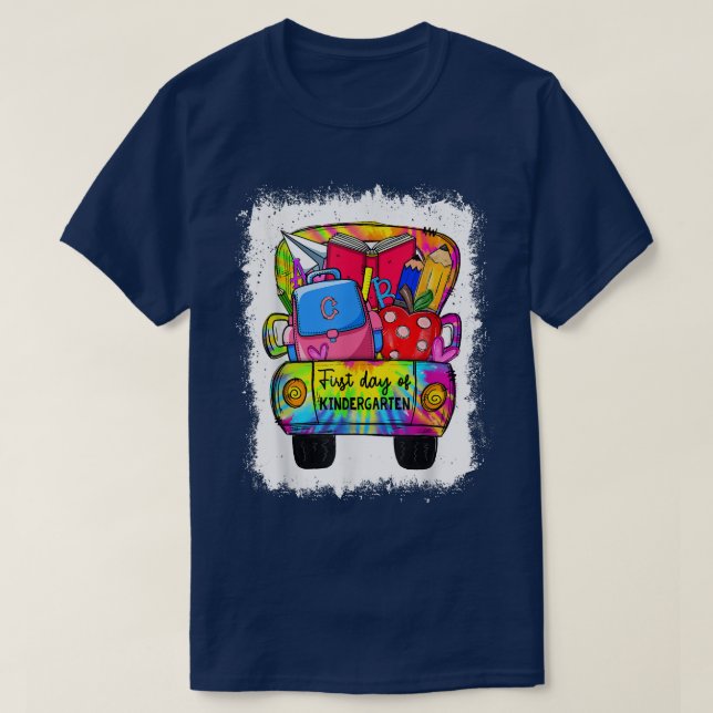 T-shirt Premier Jour De La Maternelle Tie Dye Ferme Camion (Design devant)