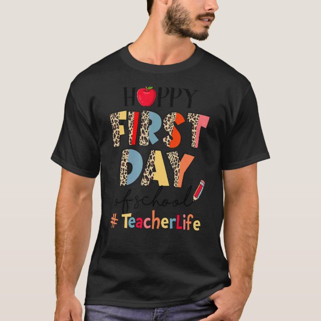 T-shirt Premier Jour De La Vie De L'Enseignant Léopard Ret (Devant)