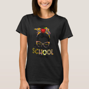 T-shirt Premier Jour De L'École Bibliothécaire Vie Leopard