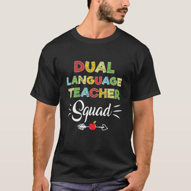 T-shirt Premier Jour De L'École Cool Deux Langues Enseigna (Devant)
