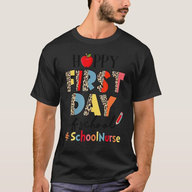 T-shirt Premier Jour De L'École Infirmière Leopard Retour  (Devant)
