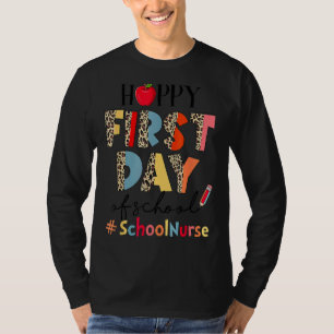 T-shirt Premier Jour De L'École Infirmière Leopard Retour