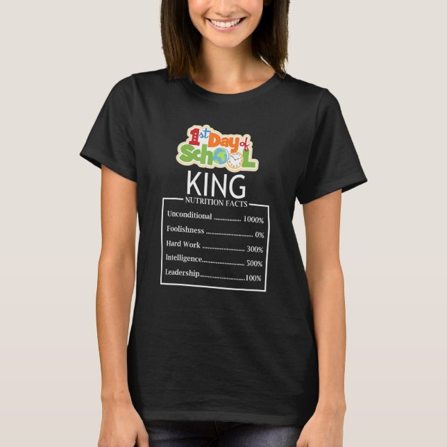 T-shirt Premier Jour De L'École King Nutrition Facts Profe (Devant)