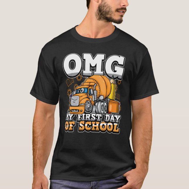 T-shirt Premier Jour De L'École Omg Funny Mixer Constructi (Devant)
