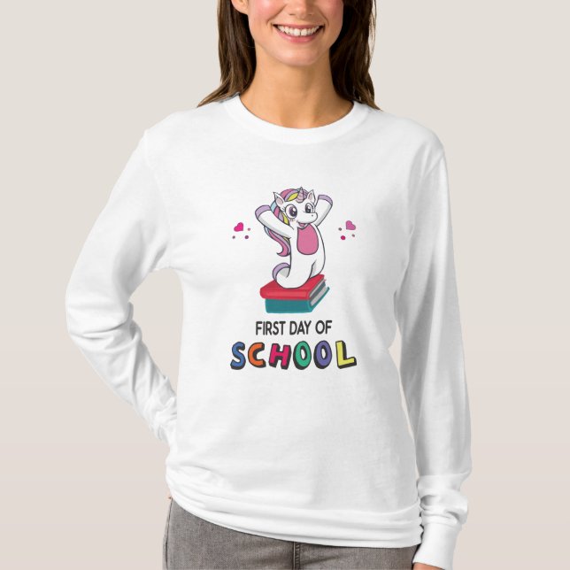 T-shirt Premier jour de l'école Unicorn (Devant)