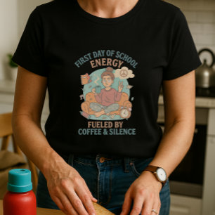 T-shirt Premier jour de l'énergie scolaire; Parent de café