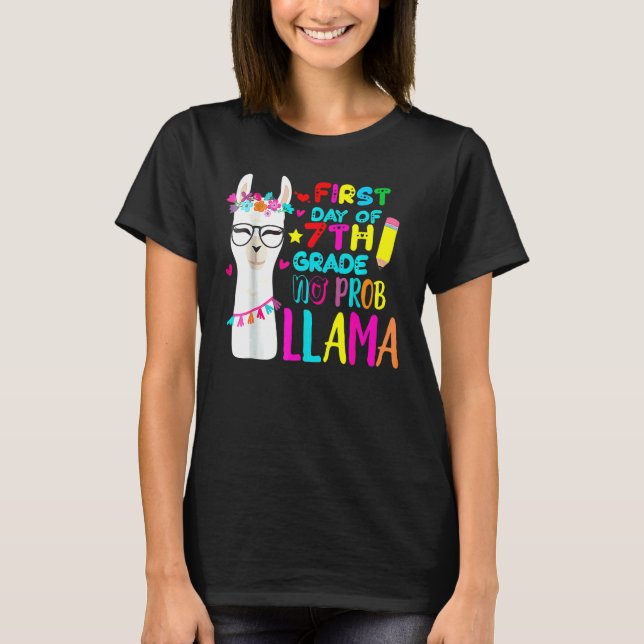 T-shirt Premier Jour De Prof De 7e Année Pas De Problème L (Devant)