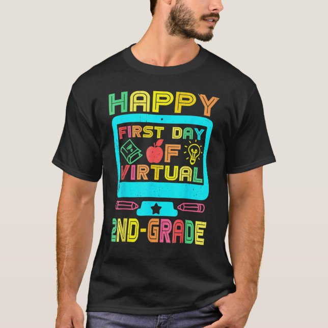 T-shirt Premier Jour De Virtual 2E Année Retour À L'École  (Devant)