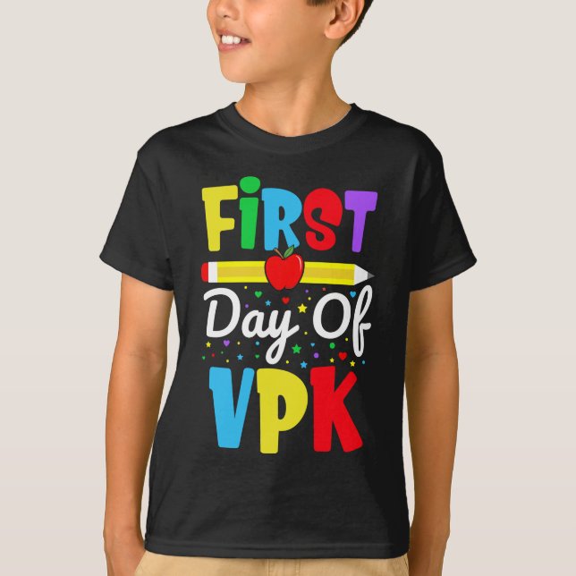 T-shirt Premier jour de VPK Rainbow Preschool Kids (Devant)