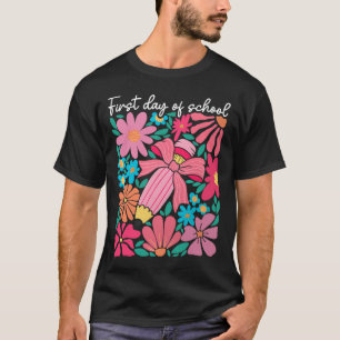 T-shirt Premier Jour D'école Boho Fleur Enseignant Enfants