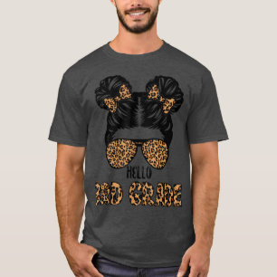 T-shirt Premier jour d'école Bonjour 3e année Léopard Déso