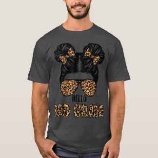 T-shirt Premier jour d'école Bonjour 3e année Léopard Déso
