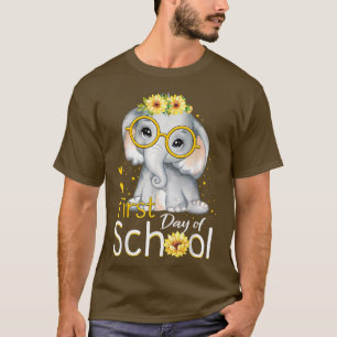 T-shirt Premier jour d'école Éléphant mignon Fille tournes