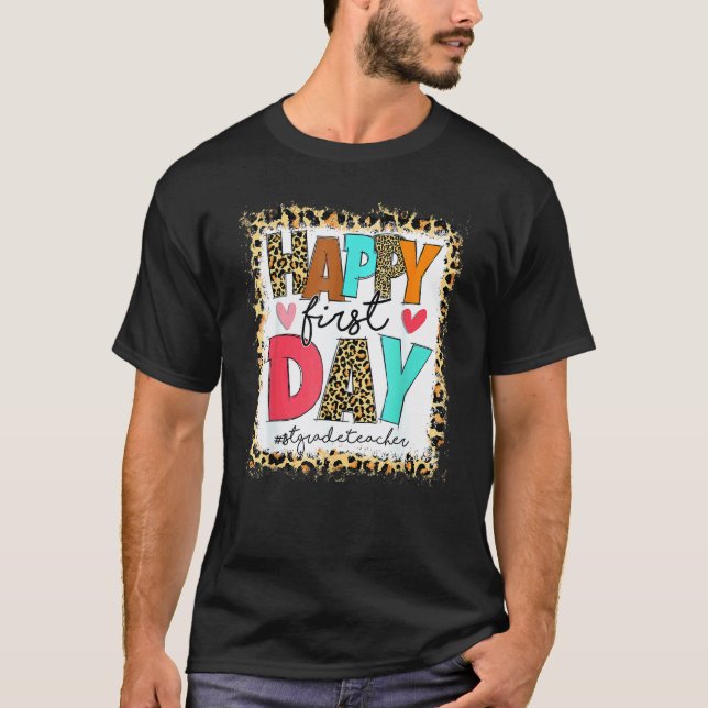 T-shirt Premier Jour D'école Enseignant De 1re Année Léopa (Devant)