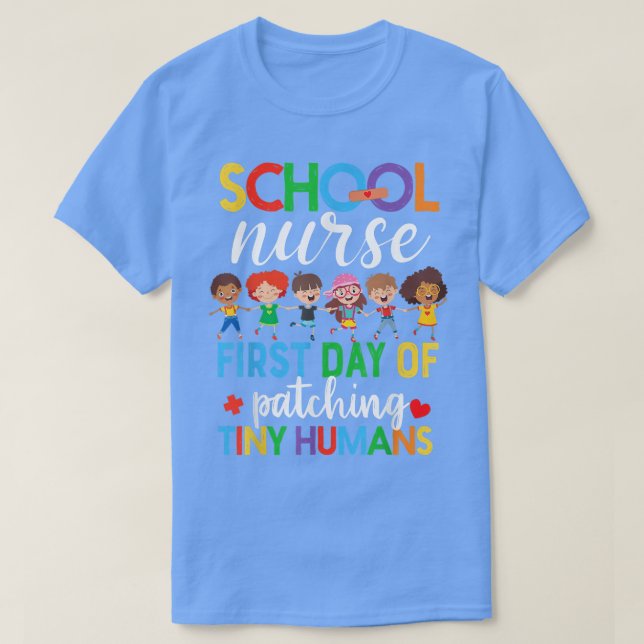 T-shirt Premier Jour Drôle De Patching Tiny Humans Tee Sch (Design devant)