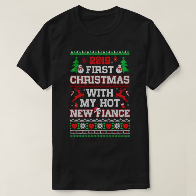 T-shirt Premier Noël 2019 Avec Ma Nouvelle Fiance Chaud S (Design devant)