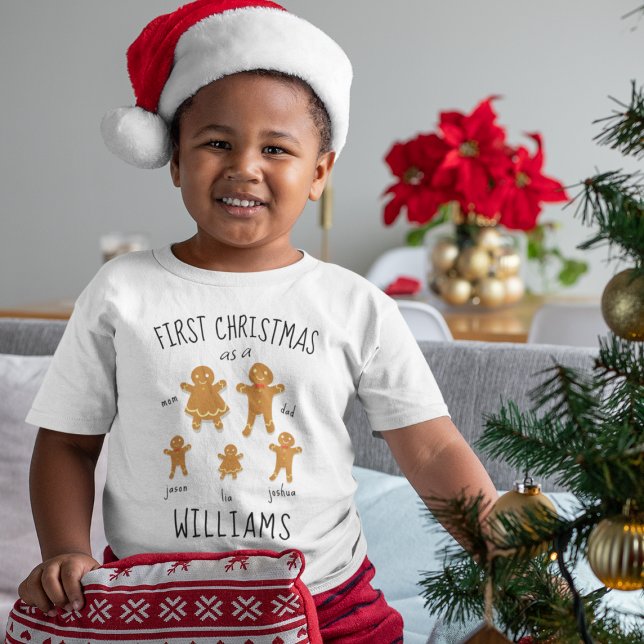 T-shirt Premier Noël Adopté Famille De Pain D'Arme Personn (First Christmas Adopted Custom Gingerbread Family T-Shirt
)