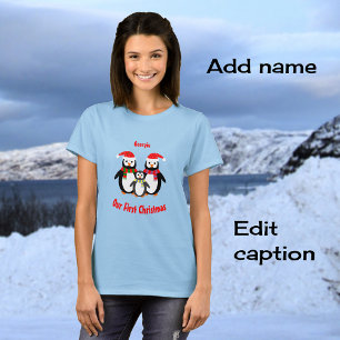 T-shirt Premier Noël ajouter nom pingouins