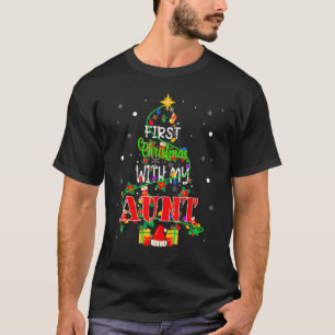 T-shirt Premier Noël Avec Ma Tante Xmas Arbre Lumière Fami