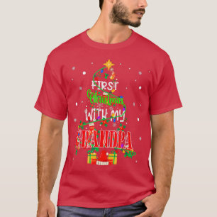 T-shirt Premier Noël Avec Mon Grand-Père Xmas Tree Light F