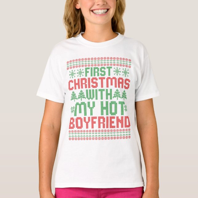 T-shirt Premier Noël avec mon Hot BoyFriend Sweend (Devant)