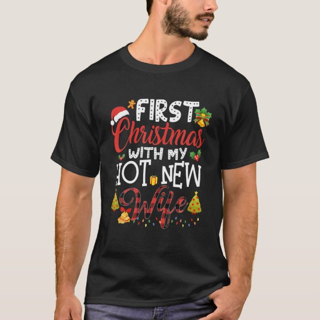T-shirt Premier Noël Avec Mon Hot Nouvelle Femme Noël Nouv (Devant)
