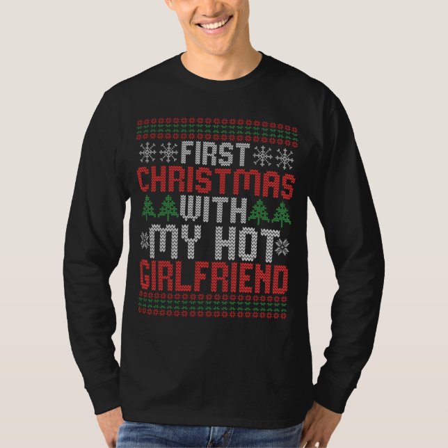T-shirt Premier Noël avec mon Sweater de copine chaude (Devant)