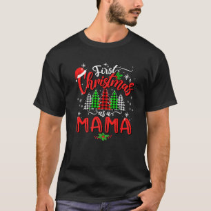 T-shirt Premier Noël En Famille De Mama Pajamas Plaid Xma