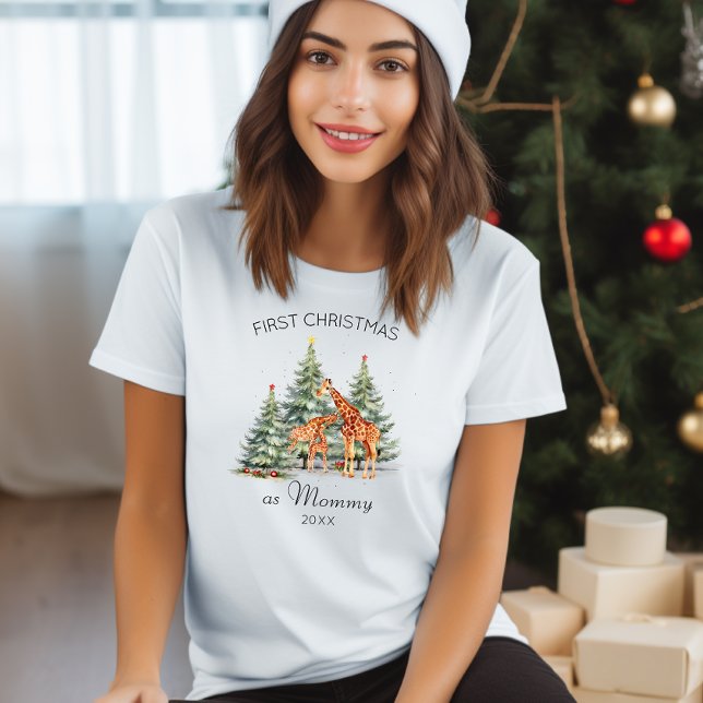 T-shirt Premier Noël en maman Année Cute Giraffes Famille (Créateur téléchargé)