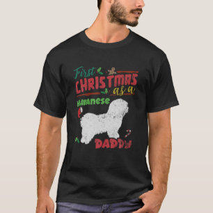 T-shirt Premier Noël En Tant Que Chien Havanais Papa - Hav